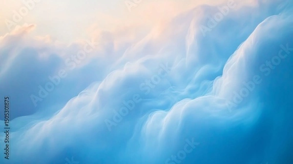 Fototapeta A soft, vibrant blue cloud with gentle swirling motion, ethereal and dreamy sky effect