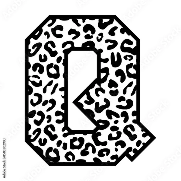 Obraz Letter Q with leopard print svg cut file. Isolated vector illustration.