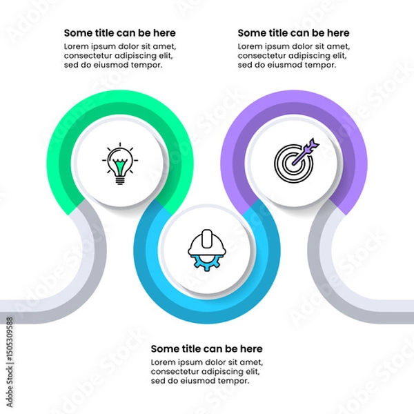Fototapeta Infographic template. Zigzag line with 3 circles
