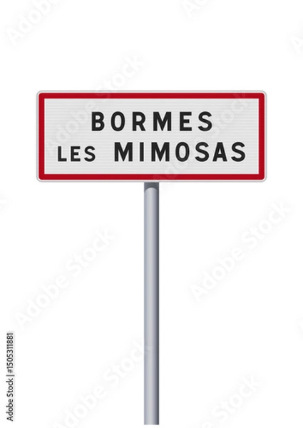 Obraz Panneau d'entrée de la ville de Bormes les Mimosas (Var) en vectoriel