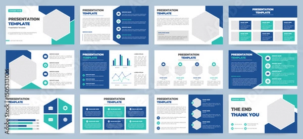 Fototapeta Modern presentation slide templates. Infographic elements template set for web, print, annual report brochure, business flyer leaflet marketing and advertising template. Vector Illustration.