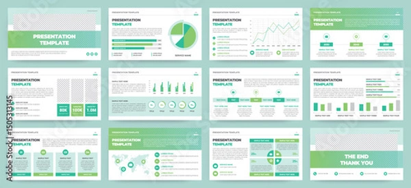 Fototapeta Modern presentation slide templates. Infographic elements template set for web, print, annual report brochure, business flyer leaflet marketing and advertising template. Vector Illustration.