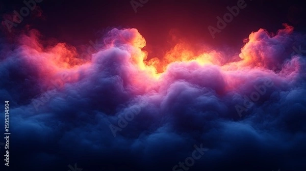 Fototapeta Stunning and artistic illustration of vibrant colorful clouds with dramatic sunset colors.