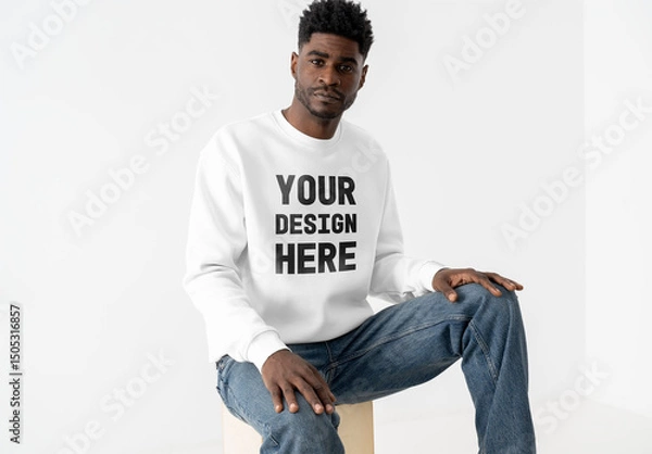Fototapeta Mockup Of Man Wearing Customizable Top, Looking At Camera