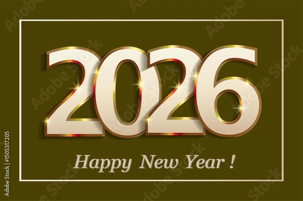 Obraz New Year banner with numbers 2026 on dark background. Vector illustration for greeting card, posters, newsletters, covers, calendar, typography, packages