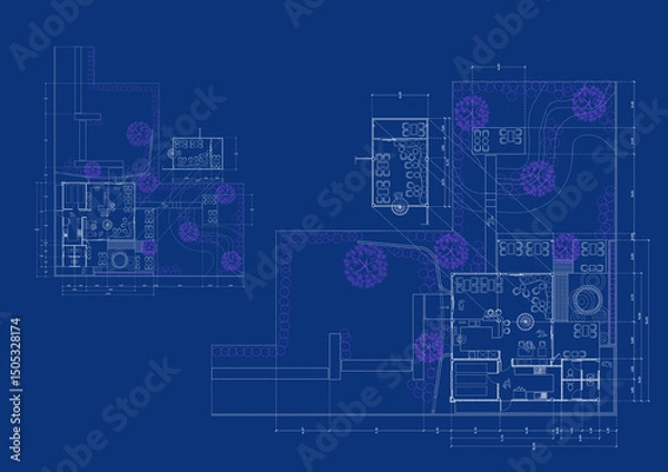 Obraz Floor plan designed building on the drawing.