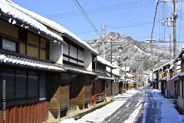 Obraz 雪の日の近江商人の町並み
