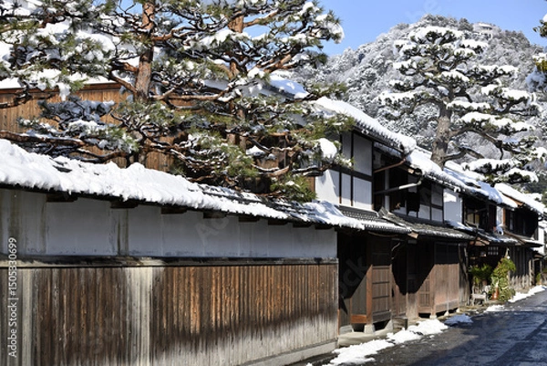 Obraz 雪の日の近江商人の町並み