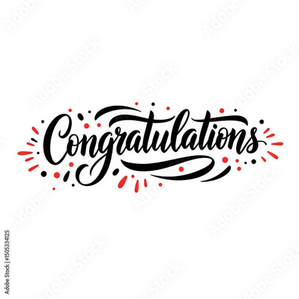 Fototapeta Calligraphy-style “Congratulations” text. Isolated vector art.

