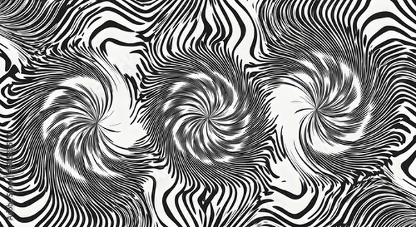 Fototapeta Abstract Swirl Pattern Background with Dynamic Black Lines