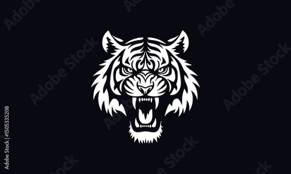 Fototapeta Tiger head illustration, angry tiger vector