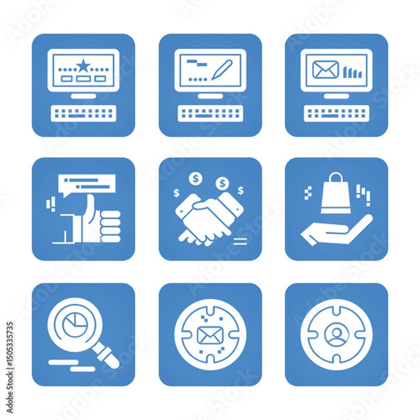 Fototapeta Marketing icon set with editable stroke. Digital Marketing set of web icons. Vector icons collection