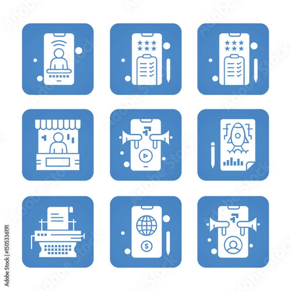 Fototapeta Marketing icon set with editable stroke. Digital Marketing set of web icons. Vector icons collection