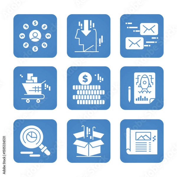 Fototapeta Marketing icon set with editable stroke. Digital Marketing set of web icons. Vector icons collection