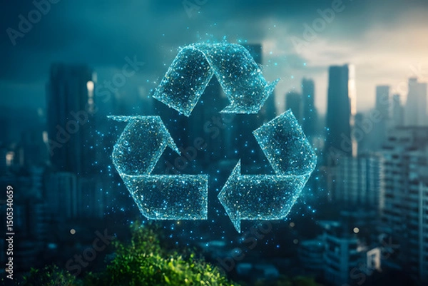 Fototapeta Circular economy concept. Sustainable business development. Limit climate change and global warmimg. LCA Life cycle assessment. Recycle, reuse, manufacturing, consumption. World environment