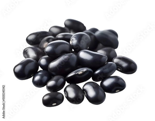 Obraz Pile of black beans isolated on transparent background