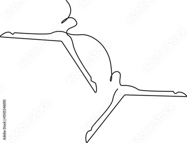 Obraz Continuous single line of clothes hanger for wardrobe or laundry hook storage sketch drawing, Vector Illustration>