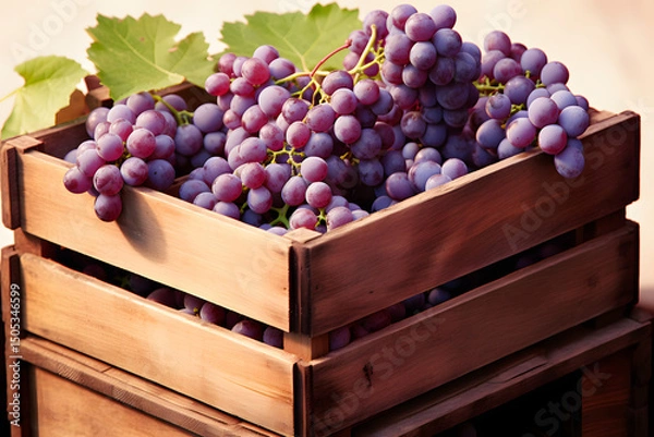 Fototapeta beautiful blackberries with leaves in wooden vase isolated on white
