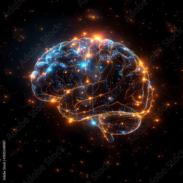Fototapeta brain with light connection 