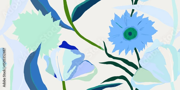 Obraz Minimal watercolor style floral pattern. Botanical contemporary seamless pattern. Hand drawn unique print.