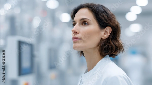 Fototapeta doctor in modern laboratory engaged with advanced medical equipment emphasizing device