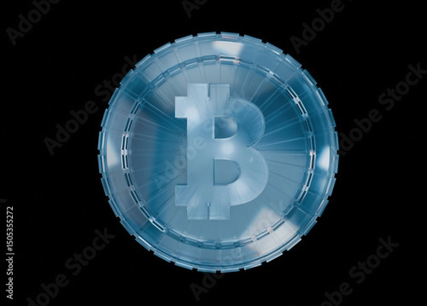 Obraz 3d blue dispersed  glass coin render