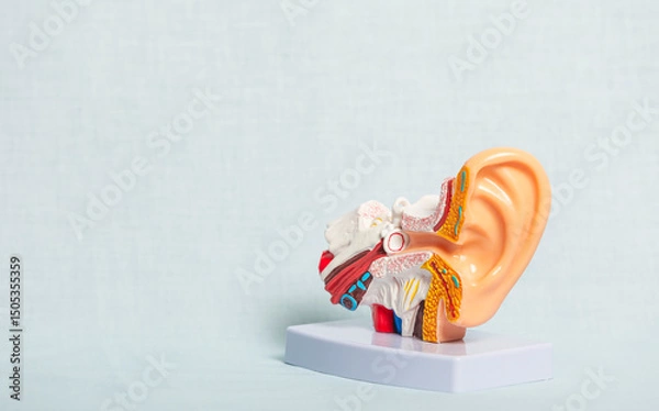 Fototapeta Anatomical model of human ear showing inner ear structure