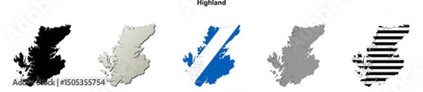 Fototapeta Highland (Scotland) blank outline map set