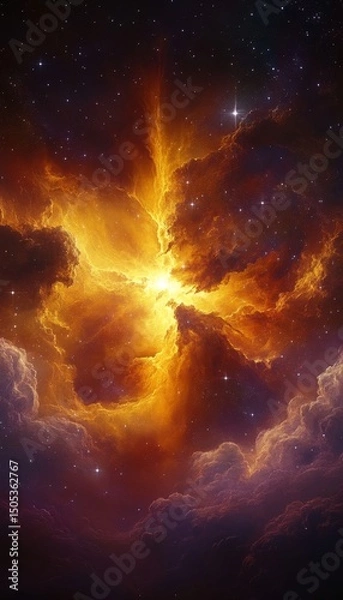 Fototapeta Celestial Firestorm A Dramatic Nebula Ignites the Cosmos with Fiery Brilliance and Cosmic Energy.