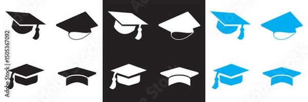 Fototapeta Traditional Graduation Hat icon. Graduation cap or Mortarboard icon symbol.  Vector for websites, mobile interfaces, presentations, banner, visual branding etc. Vector illustration. EPS 10