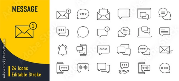 Obraz Message web icons in line style. Chatting, message, mail, communication, letter. Vector illustration.
