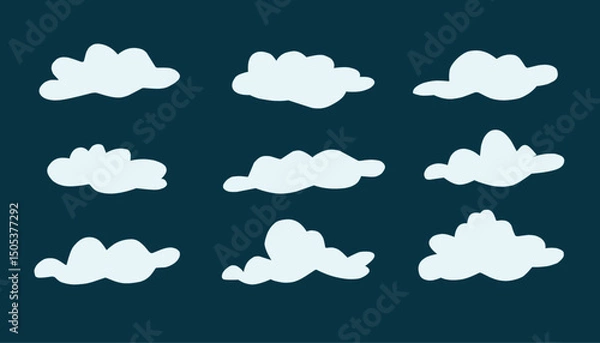Fototapeta Group of simple clouds vector  