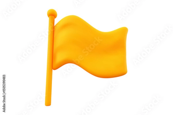 Fototapeta Vector realistic isolated orange flag on white background.