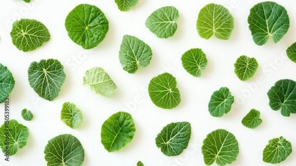 Obraz Assorted Green Leaves on White Background