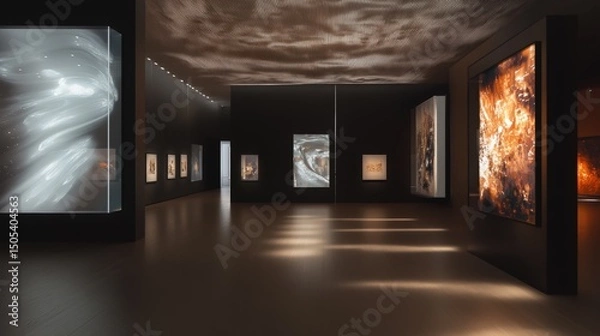 Fototapeta Futuristic art gallery showcasing ai generated digital masterpieces