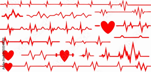 Obraz Red Heartbeat EKG Waves Background Graphic