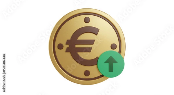 Obraz Isolated Euro Coin with Up Arrow