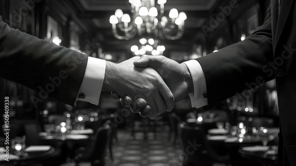 Obraz Business handshake black and white