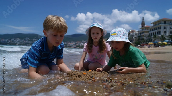 Obraz Children playing in the sand at the beach