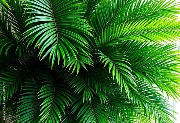 Fototapeta Lush, vibrant green Areca palm, perfect indoor plant, houseplant,  green foliage