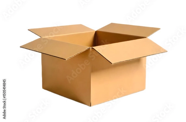 Fototapeta Craft box open, packaging box isolated on transparent background
