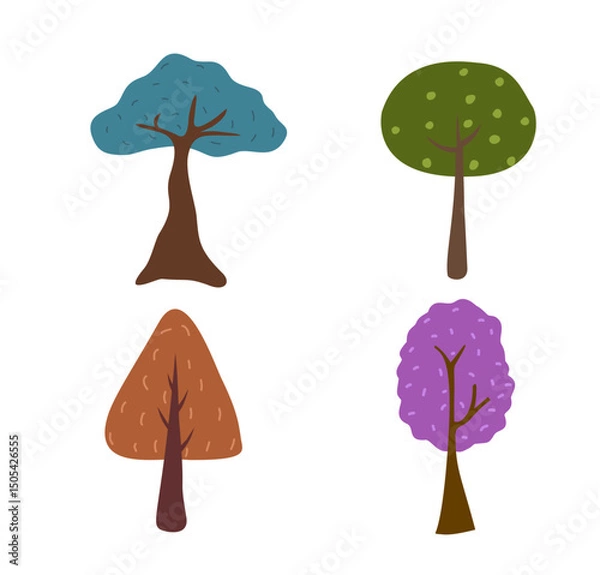Fototapeta set of trees. Flat design illustration for decoration