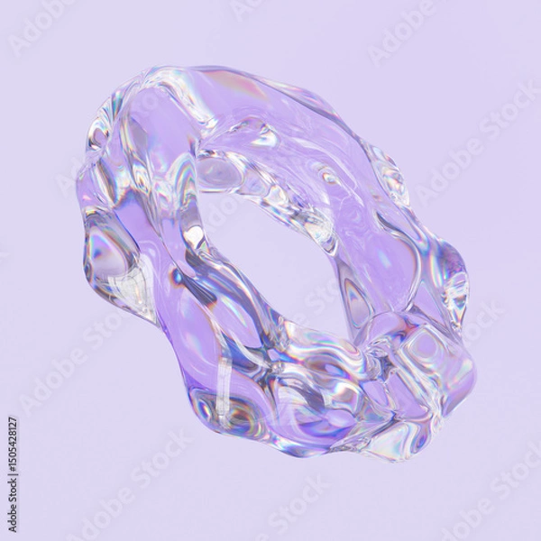 Fototapeta 3d Glass fluid abstract shape, futuristic modern banner design, liquid purple stylized background illustration