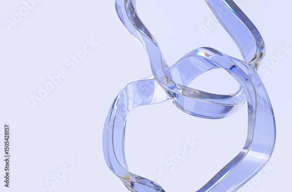 Fototapeta 3d Glass fluid abstract shape, futuristic modern banner design, liquid light blue stylized background illustration