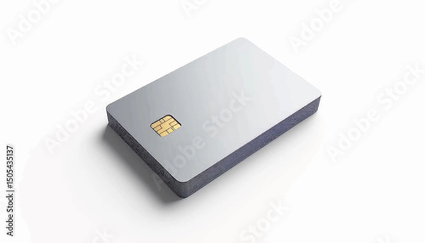 Fototapeta Sleek NFC smart business card on white background, modern technology