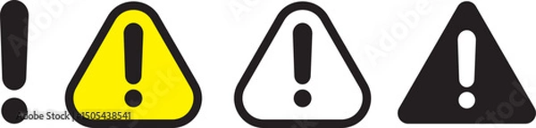 Fototapeta Warning icon vector illustration. Danger, Caution or Alert Risk Warning sign Vector Symbol design. Set of exclamation mark in triangle shape, Safety notice sign and symbol. Vector illustration.