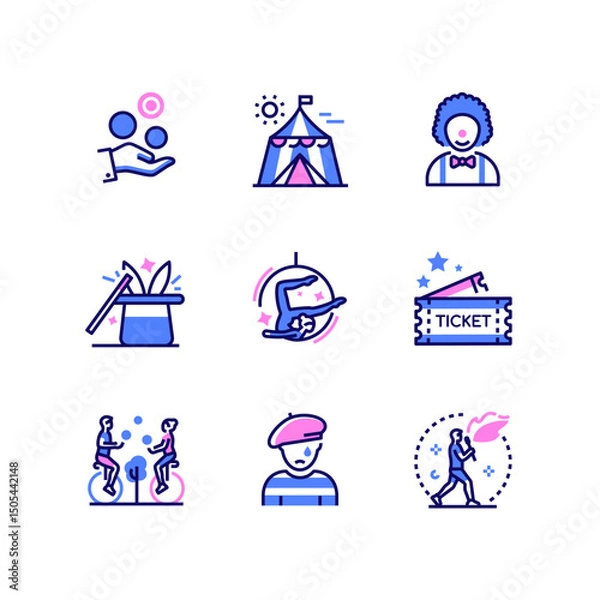 Fototapeta Circus - modern colorful line design style icons