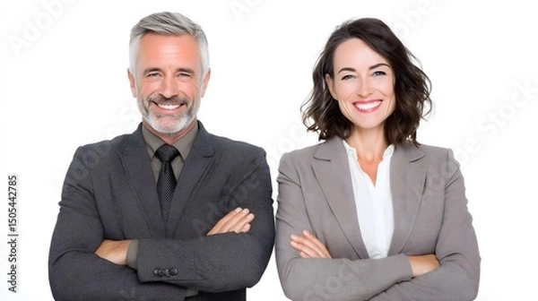 Fototapeta Smiling Professional Business Team Standing with Arms Crossed