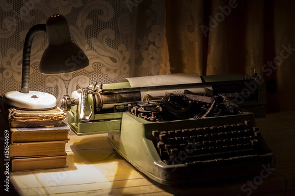 Obraz old typewriter at night with low light