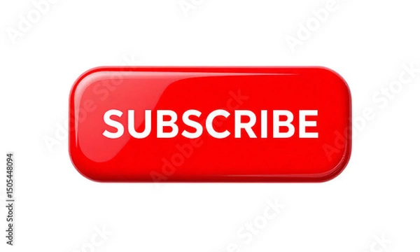 Fototapeta Red Subscribe Button, Isolated Transparent Background
